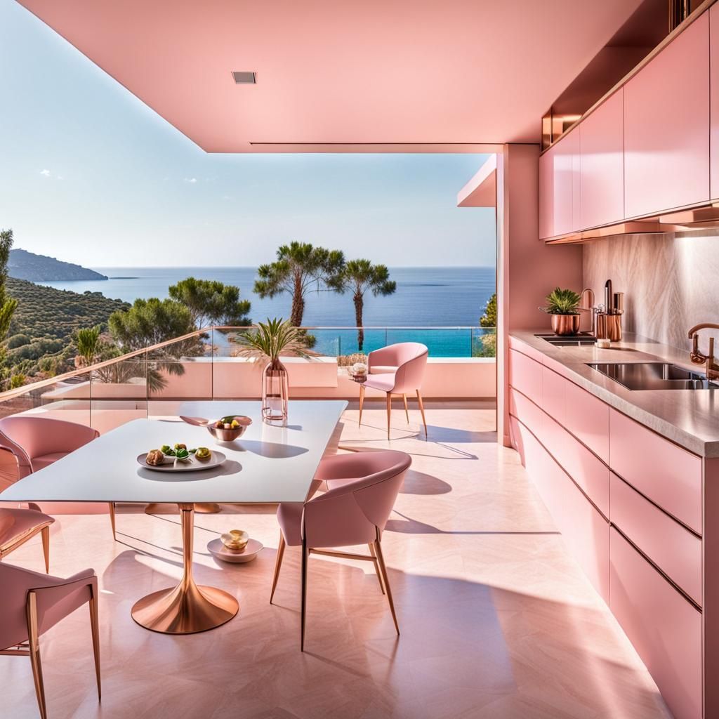 Modern Pink Kitchen with Rose Gold Accents