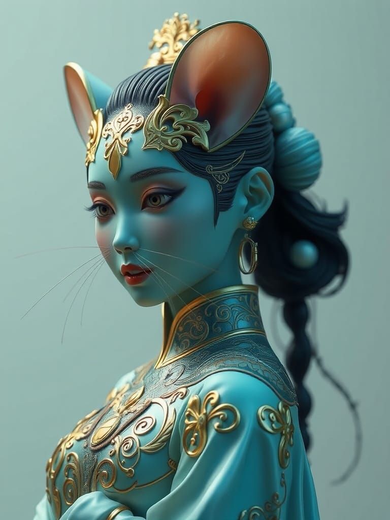 Mouse in Hyper-Detailed East Asian Rendering