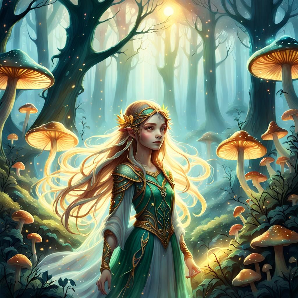 Ethereal Sidhe in a Serene Fantasy Forest Glade