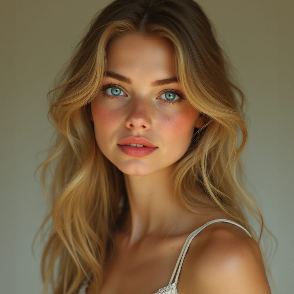 Realistic Portrait of a Russian Beauty with Elegant Features