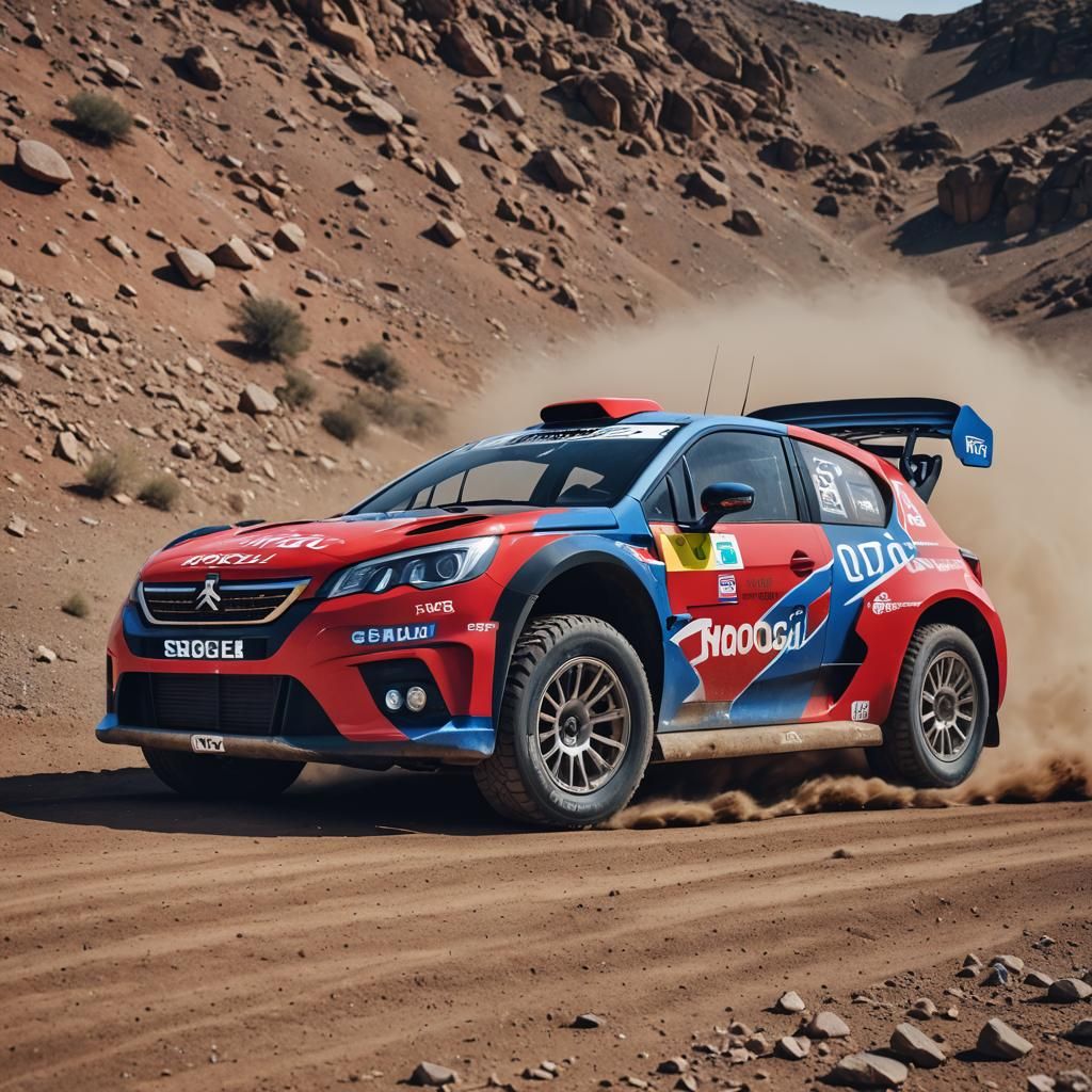 Peugeot Rally Car with Snoogle.ai Logo