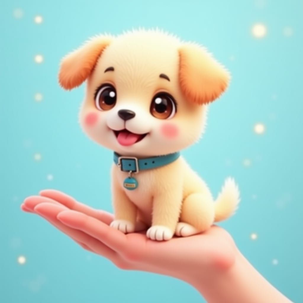 Adorable Puppy in Hand: Japanese Anime Style