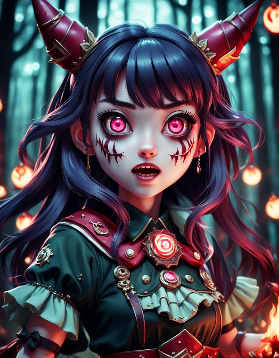 Sinister Magical Girl in Pagan Ritual Style