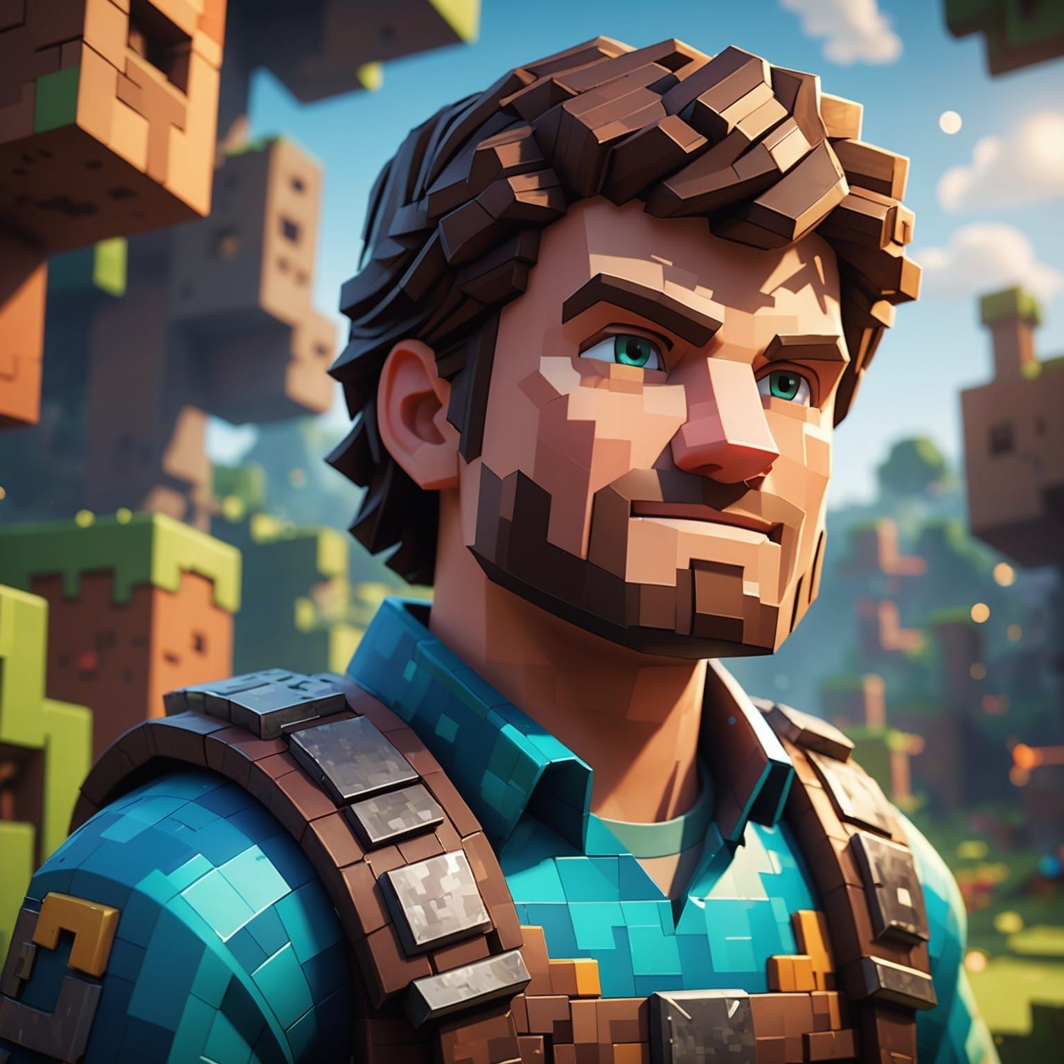 Hyperrealistic Minecraft Hero Portrait in 8K