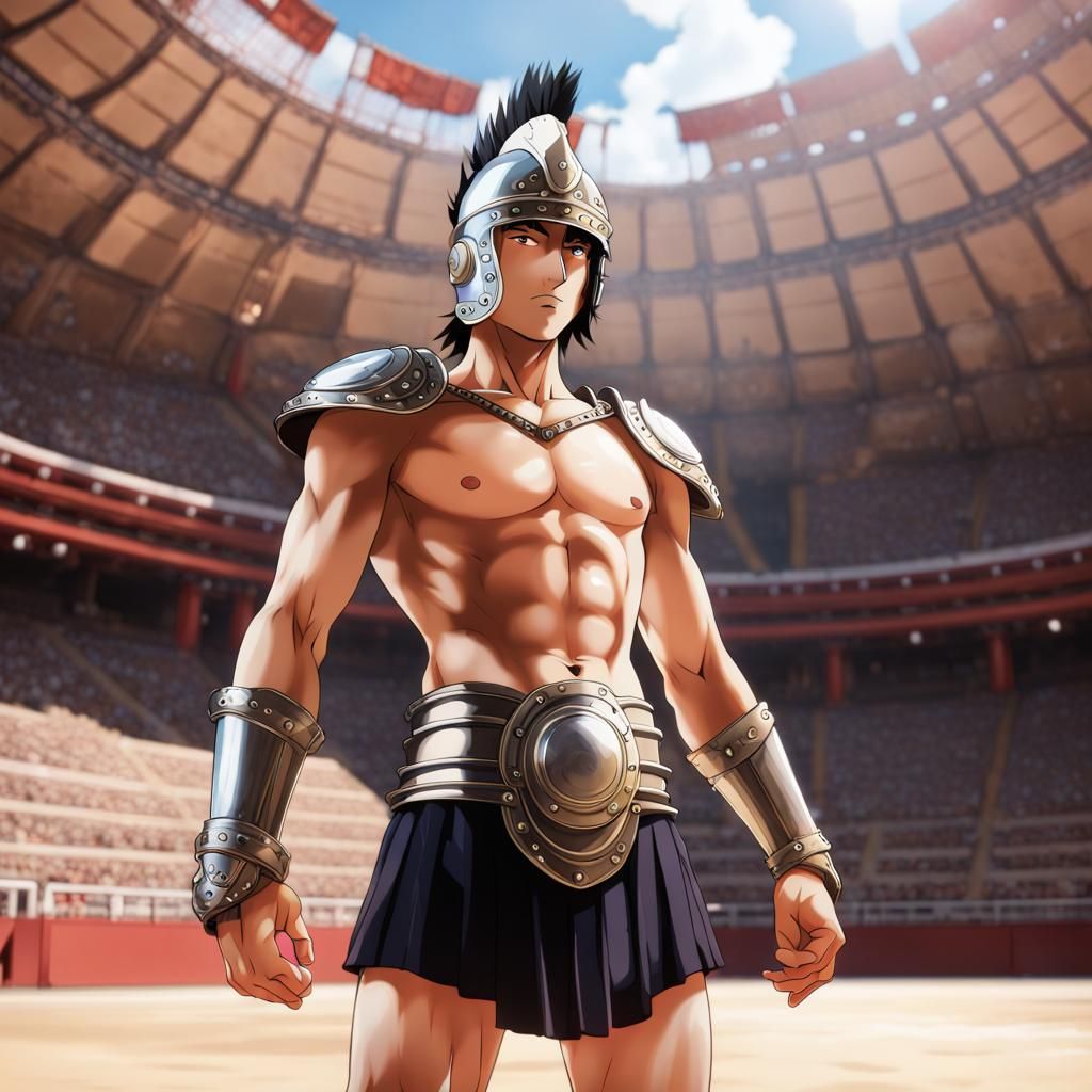 Anime Gladiator in Studio Ghibli Style