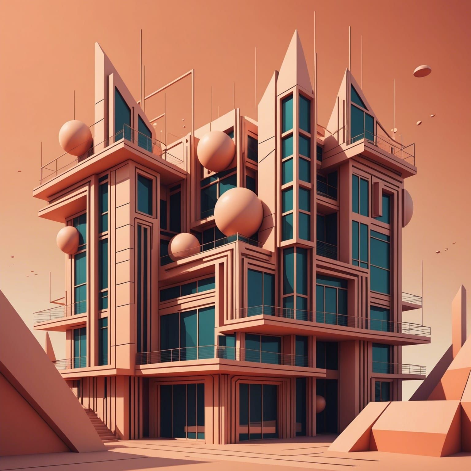 Minimalist Abstract Line Art Architecture in Vector Style