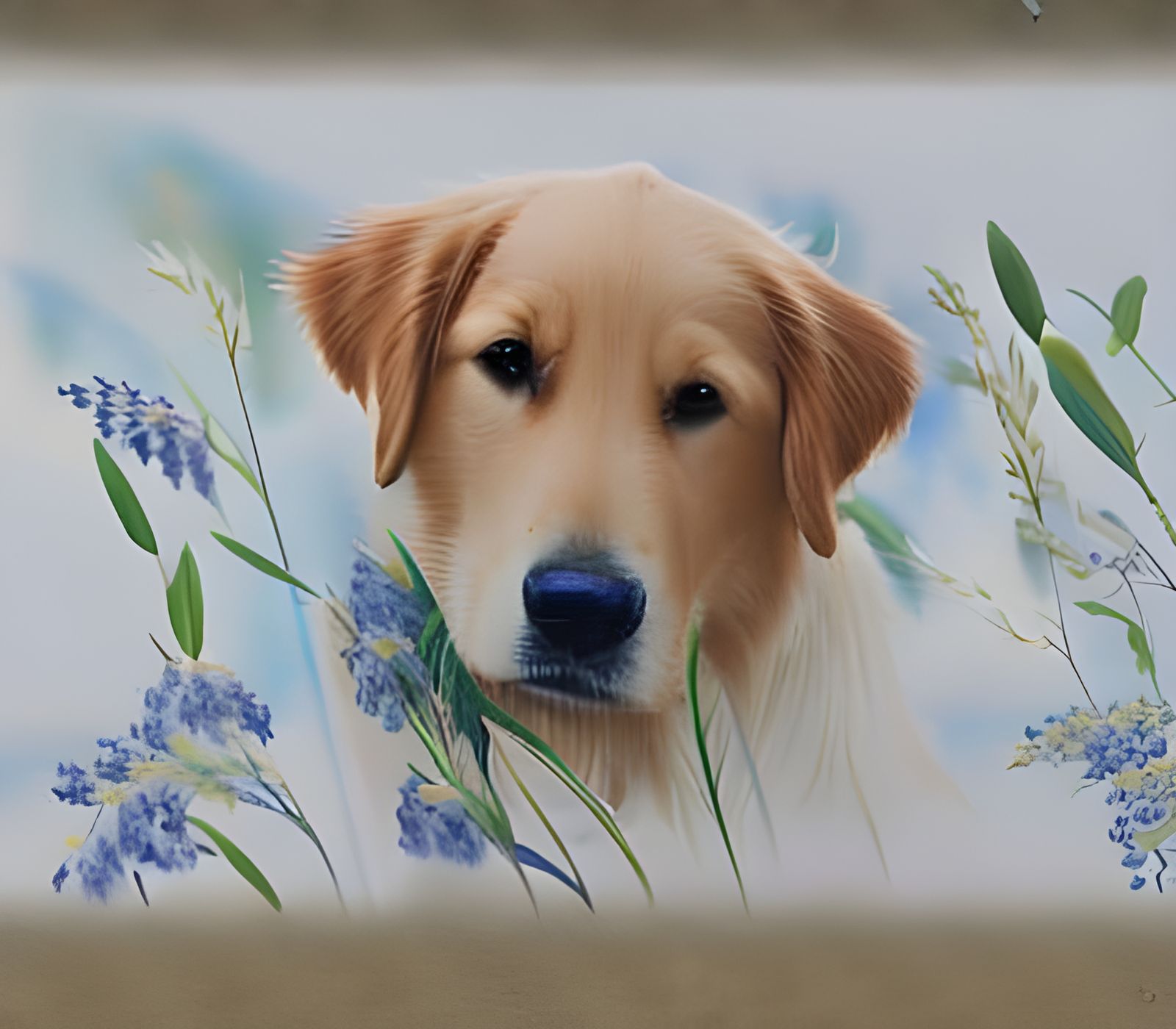 Handsome Golden Retriever: Watercolor Masterpiece
