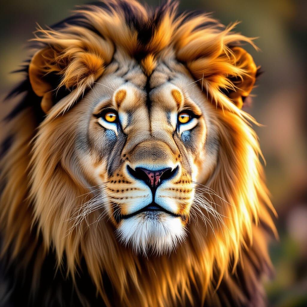 Majestic Lion Portrait in Golden Light