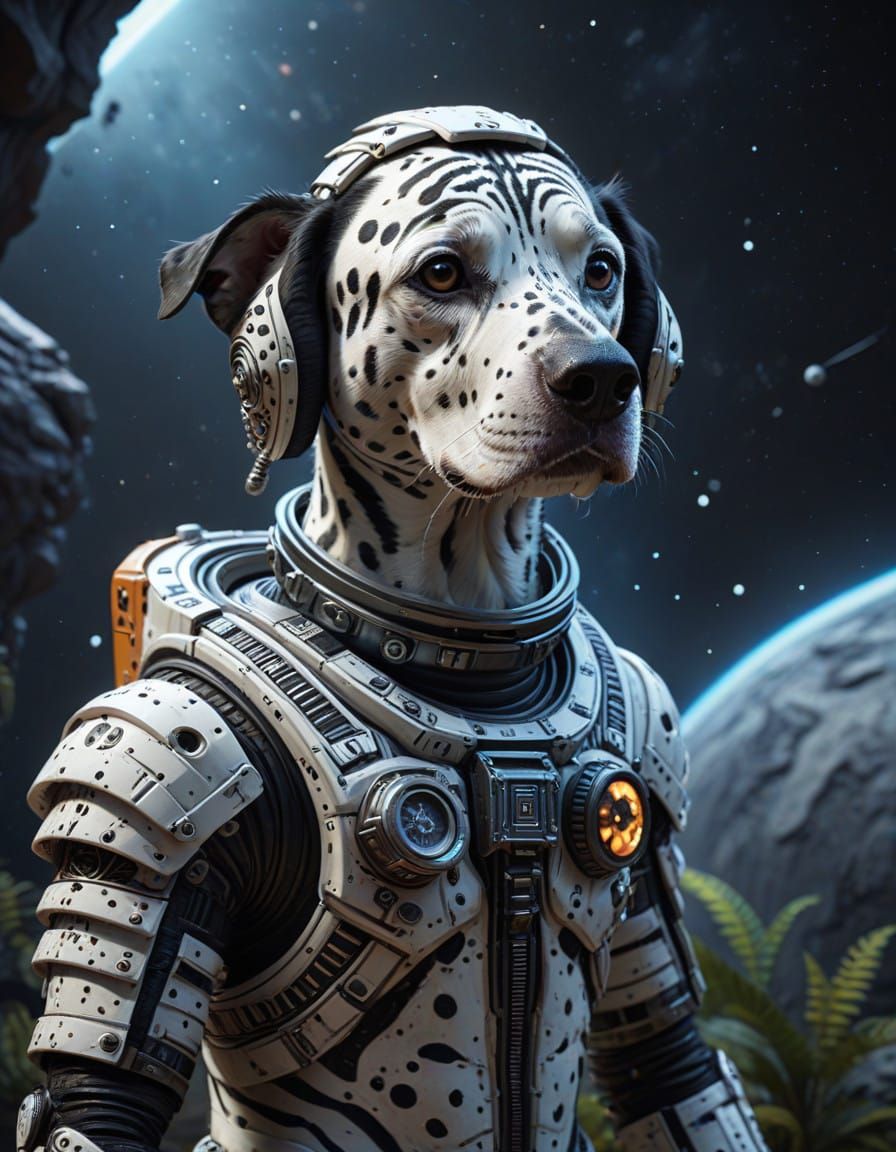 Dalmatian Astronaut Zebra in Epic Fantasy Costume