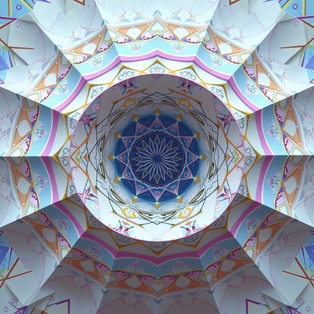 Intricate Sacred Geometry Optical Illusion in Anime Style