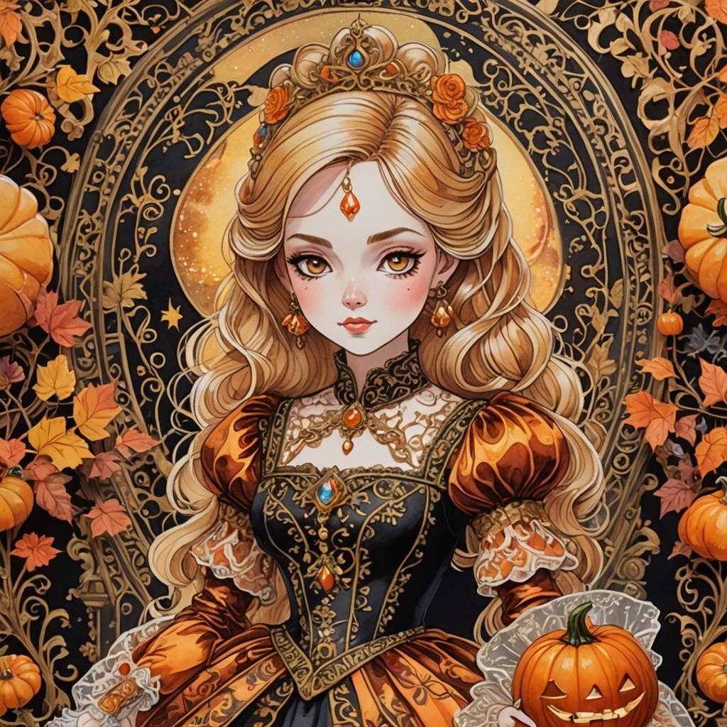 Anime Portrait: Gothic Lady Penelope in Watercolor Style