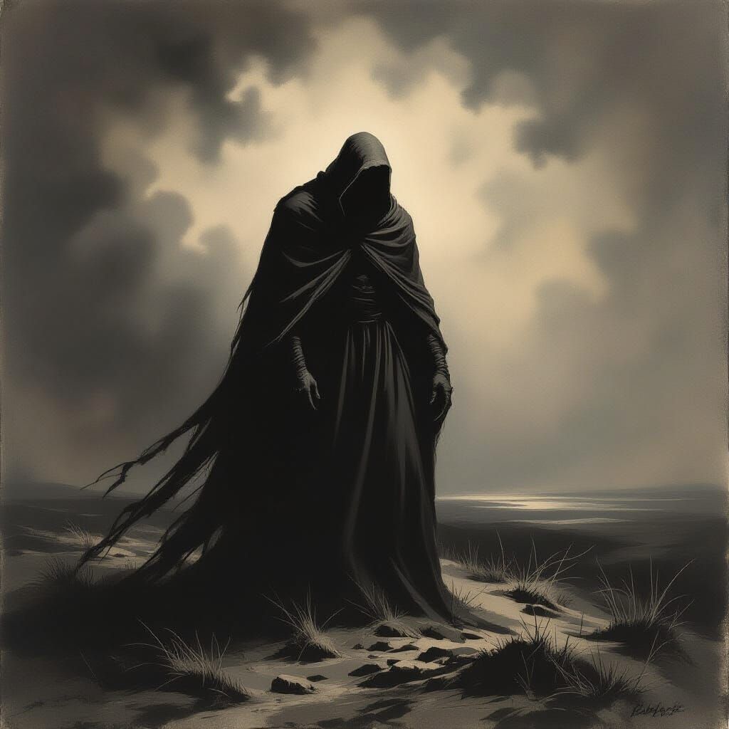 Brown Man of the Moors in Dramatic Charcoal Drawing