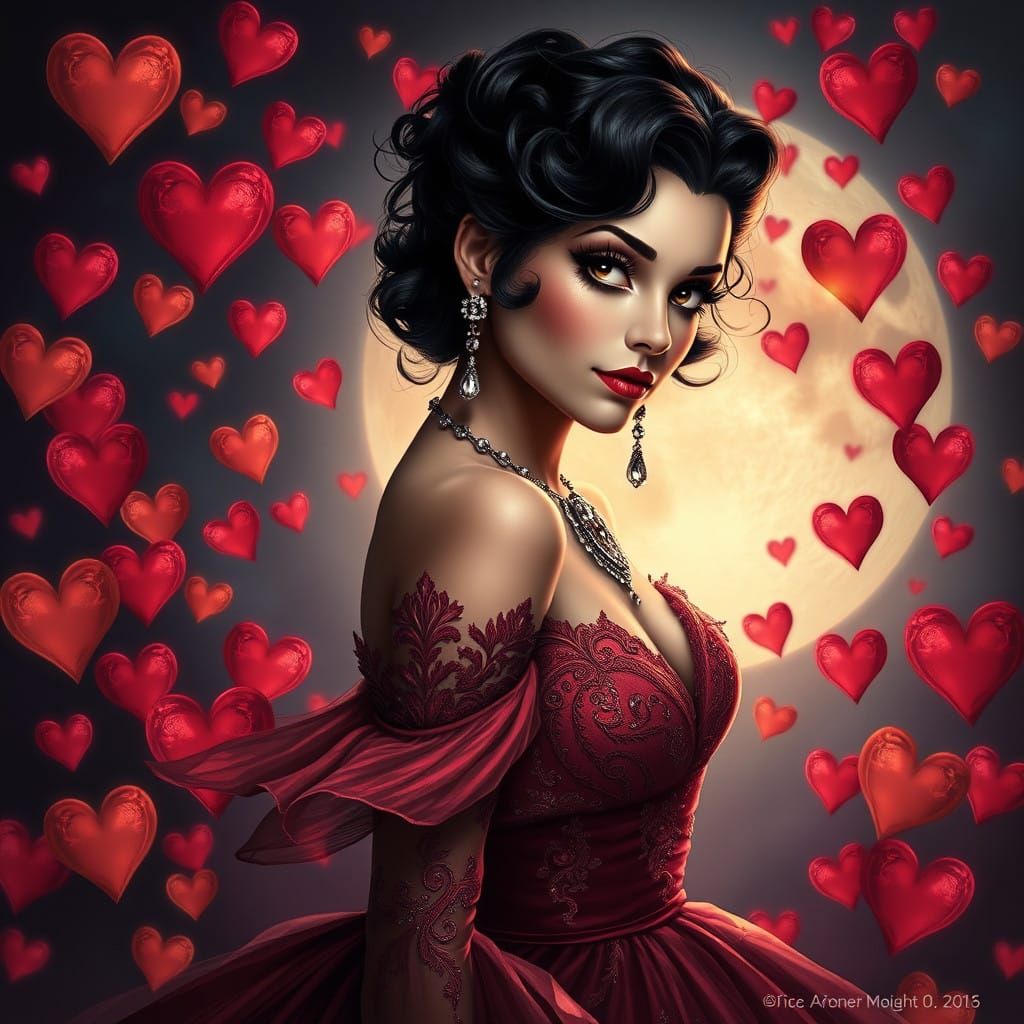 Ethereal Goddess in Whimsical Heartscape