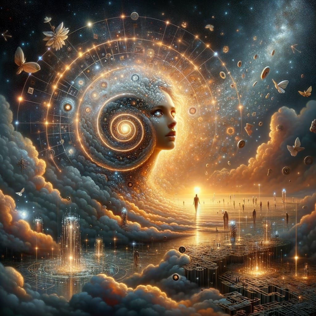 Celestial Figure Emerges from Circuit Spiral