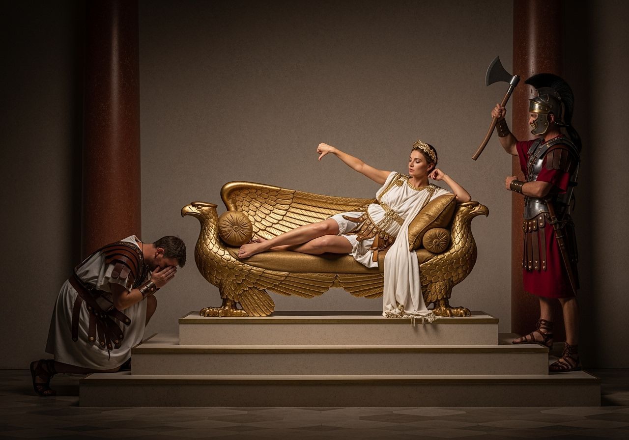 Roman Empress on Eagle Throne in Photojournalistic Style