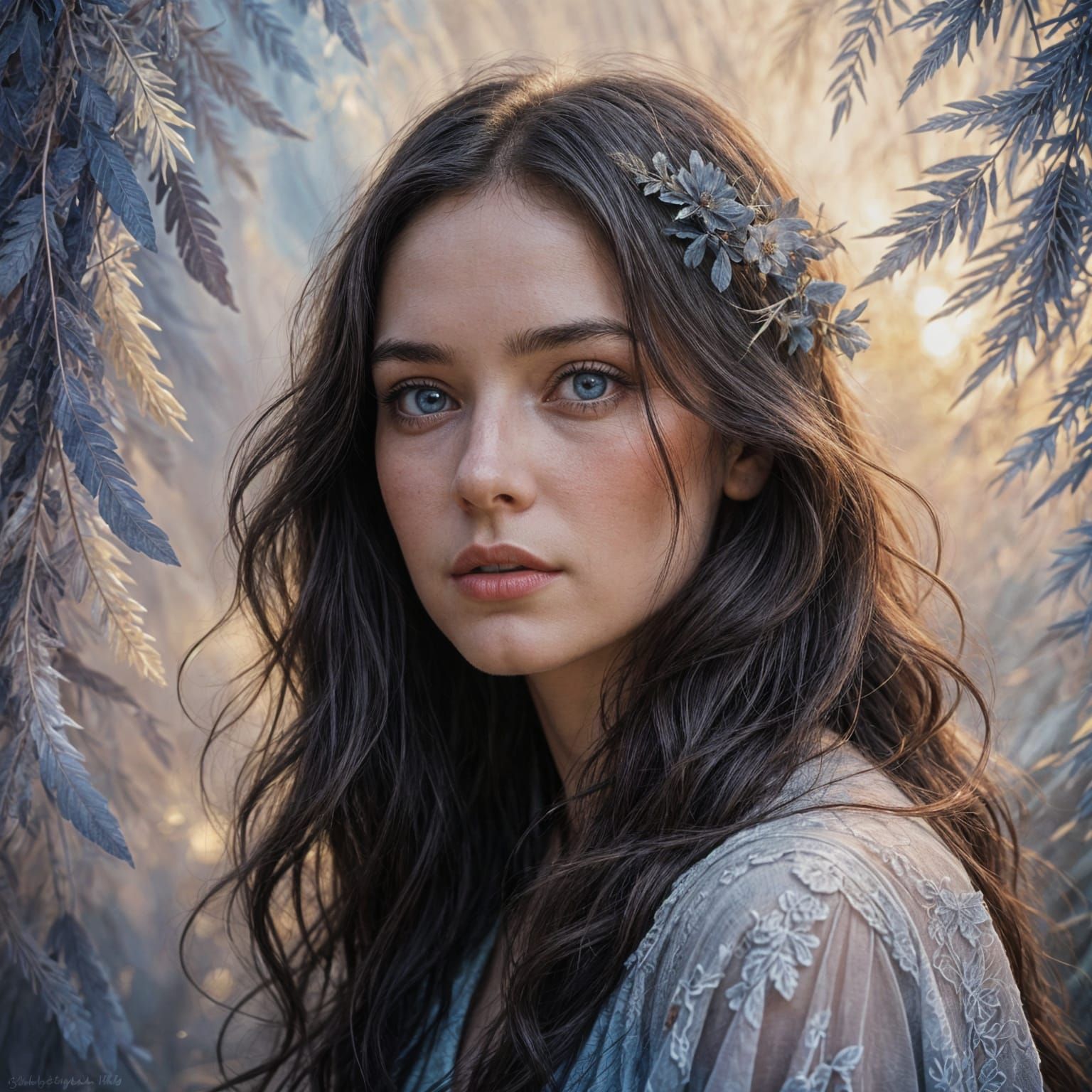 Ethereal Woman in Heavenly Impressionistic Portrait