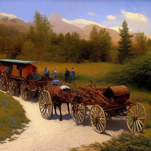 Old West Pioneer Migration in Hyperrealism