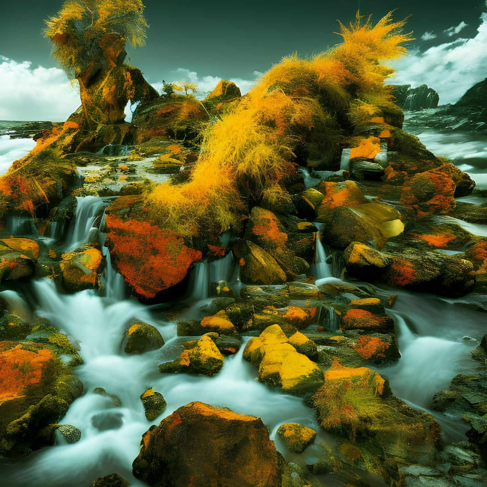 Surreal Stone Figure Emerges, Digital Art