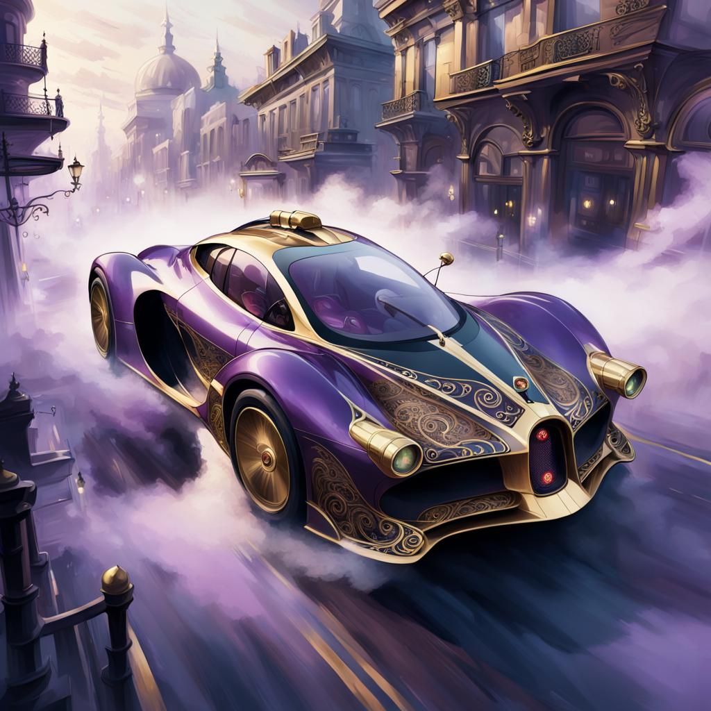 Steampunk Hypercar Speeds Through Victorian Cityscape