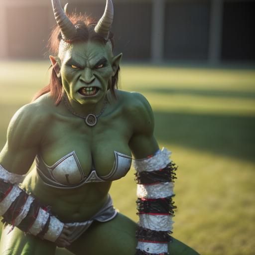 Female Orc Cheerleader with Horns: Professional Photography