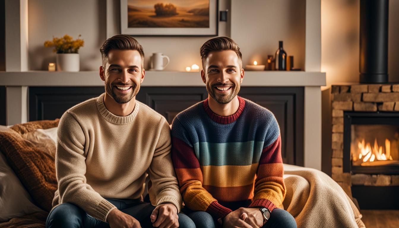 Loving Gay Couple at Bed and Breakfast