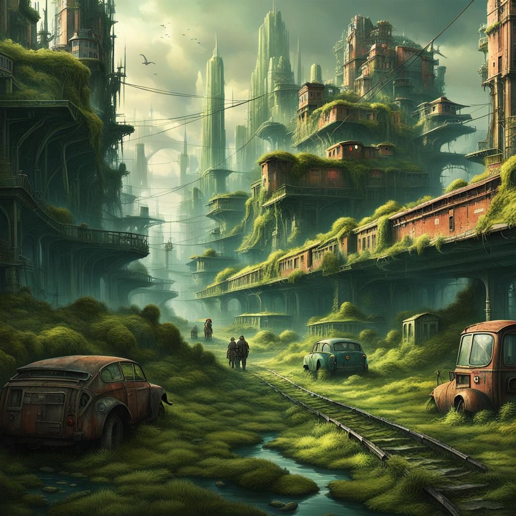 Post-Apocalyptic Cities in Retrofuturist Style