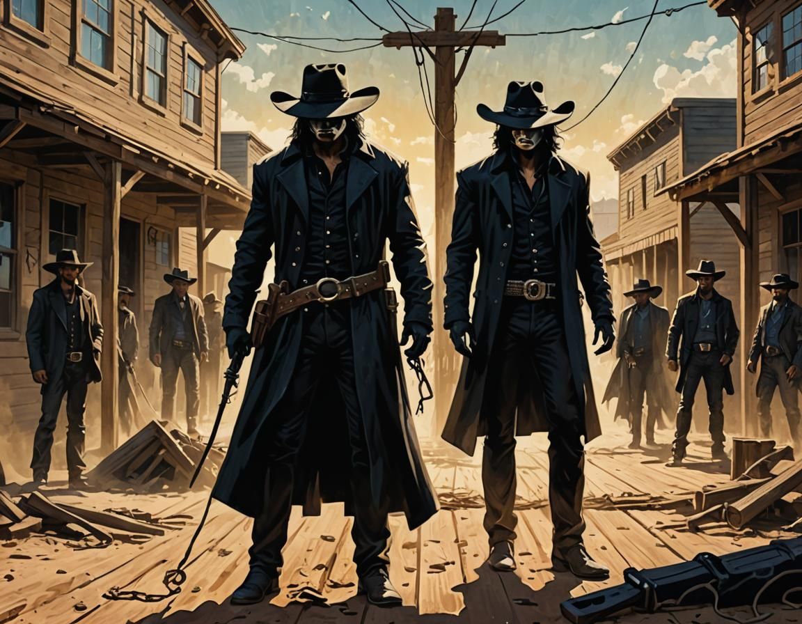 Hangman's gallows wooden platform, the executioner is wearin...