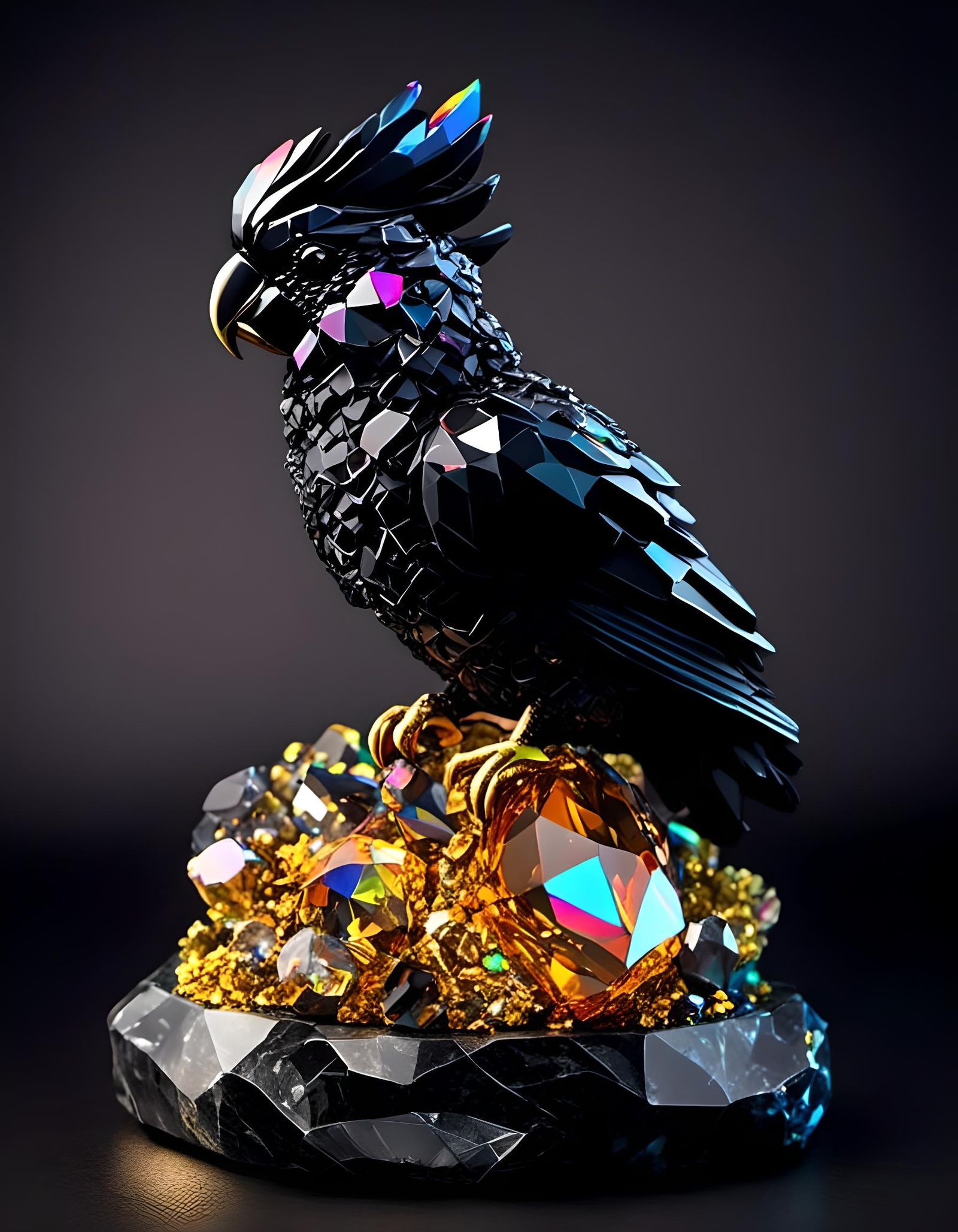 Crystal Cockatoo Figurine on Gold Branch