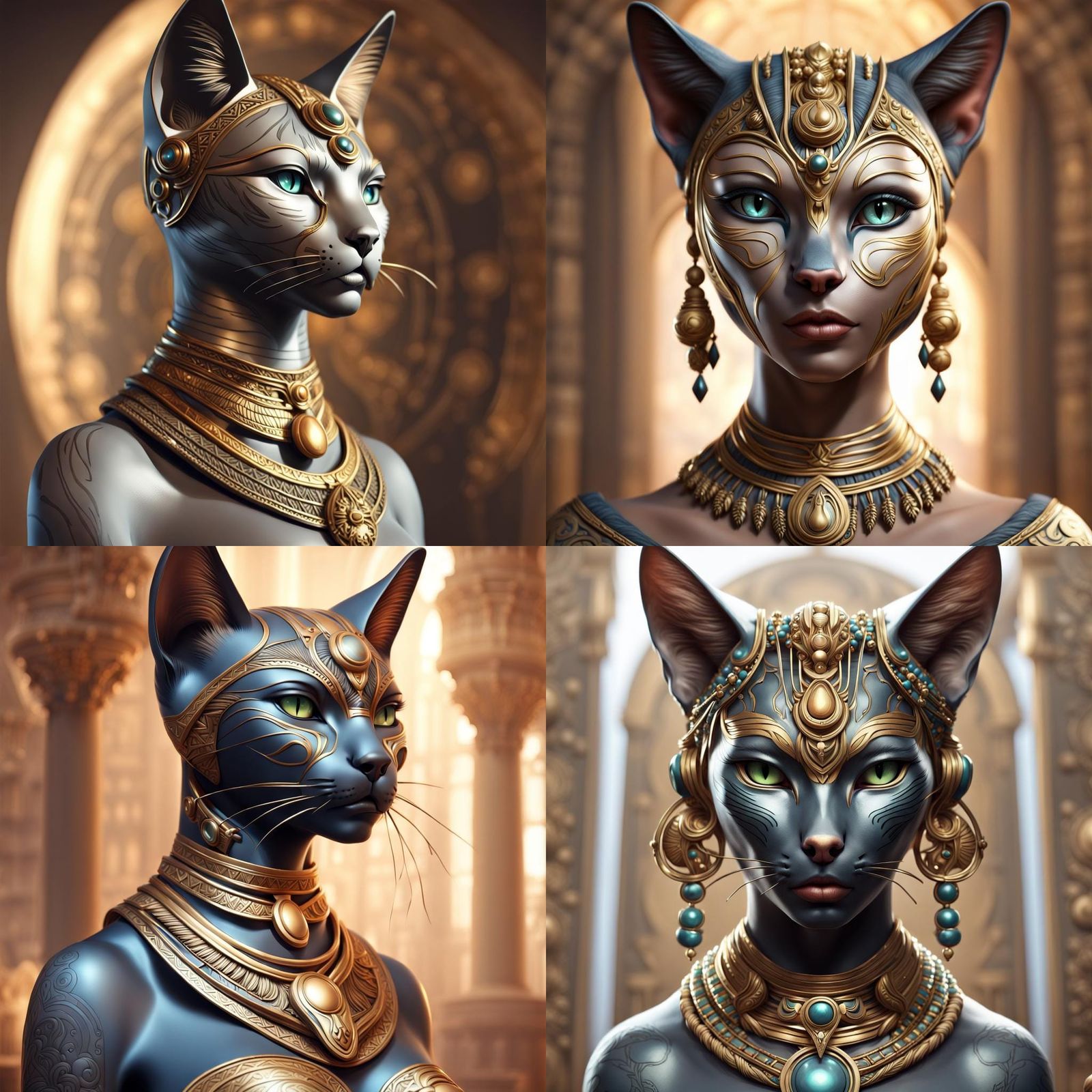 Goddess Bastet: Cat-Human Hybrid Concept Art