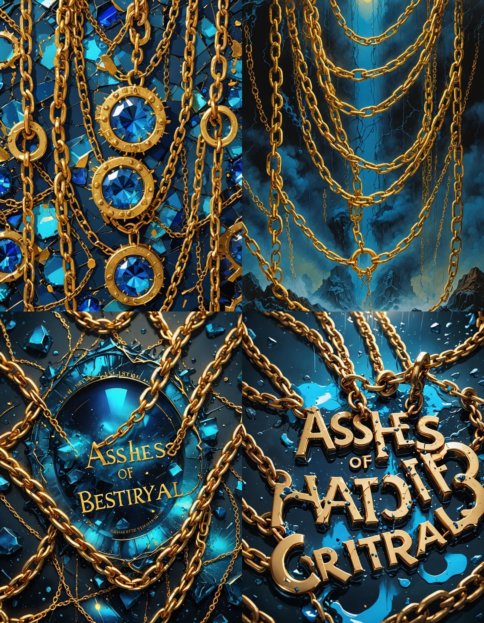 Blue Radiants with Golden Chains and Splashes