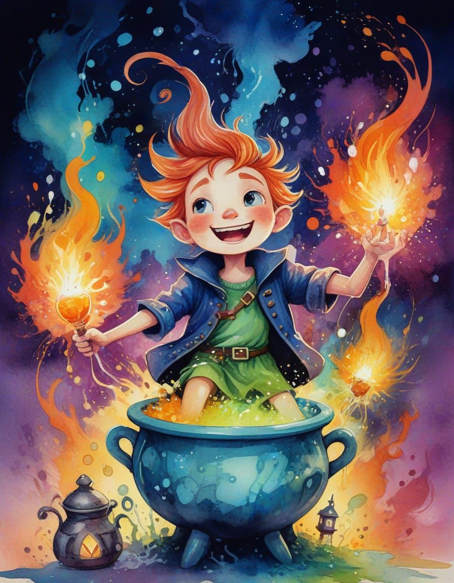 Magical Mayhem: A Whimsical Watercolor Fantasy