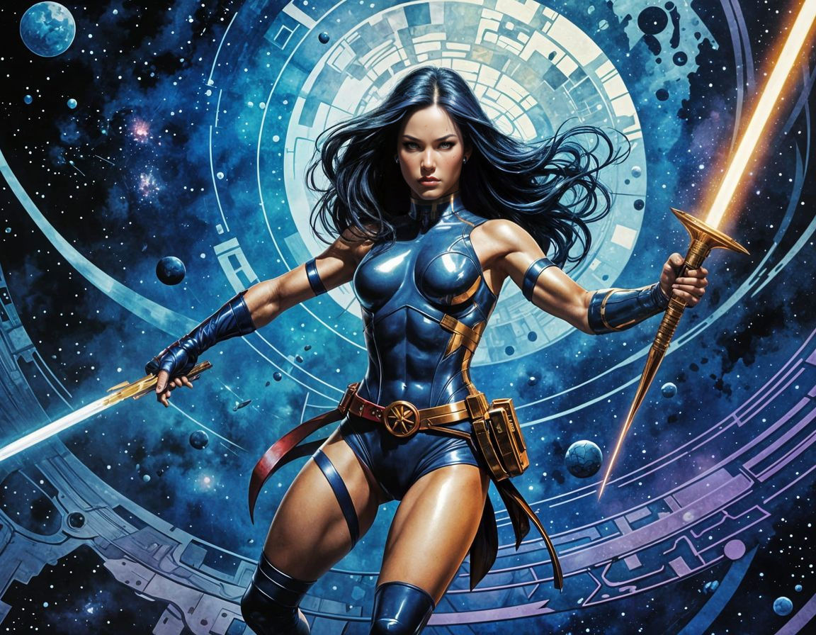 Marvel's Psylocke in Epic Sci-Fi Pose, Psy-Charged Blades at...