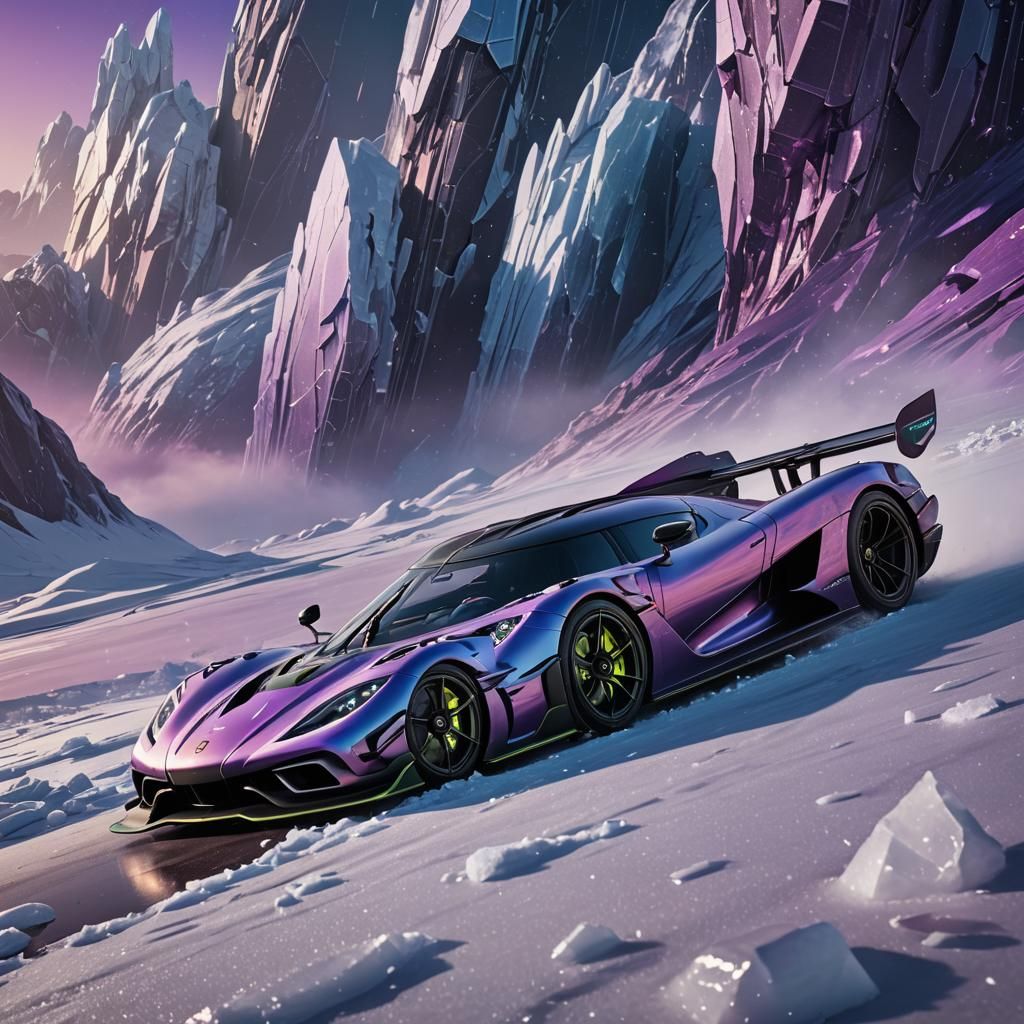 Koenigsegg Jesko Dripping Ice in Space as Digital Art