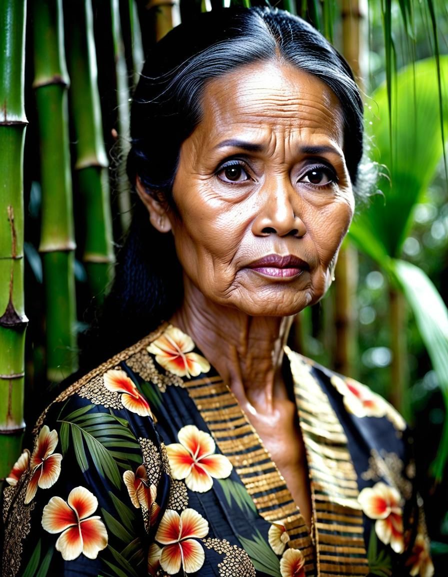 Ageing Indonesian Woman in Traditional Javanese Setting