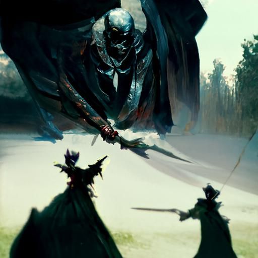 Sinister Duel Scene Inspired by Rutkowski