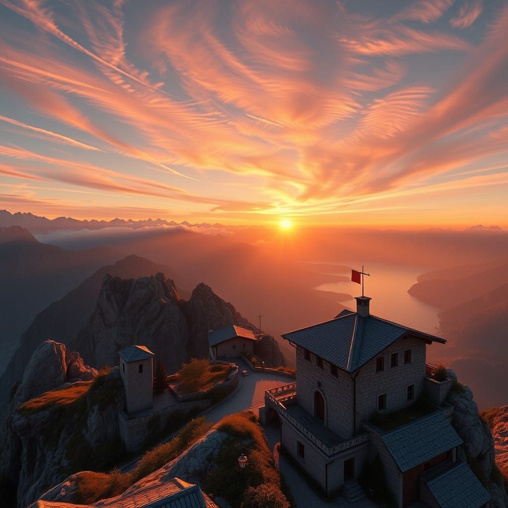 Spectacular Sunrise Over Italian Alps Hotel