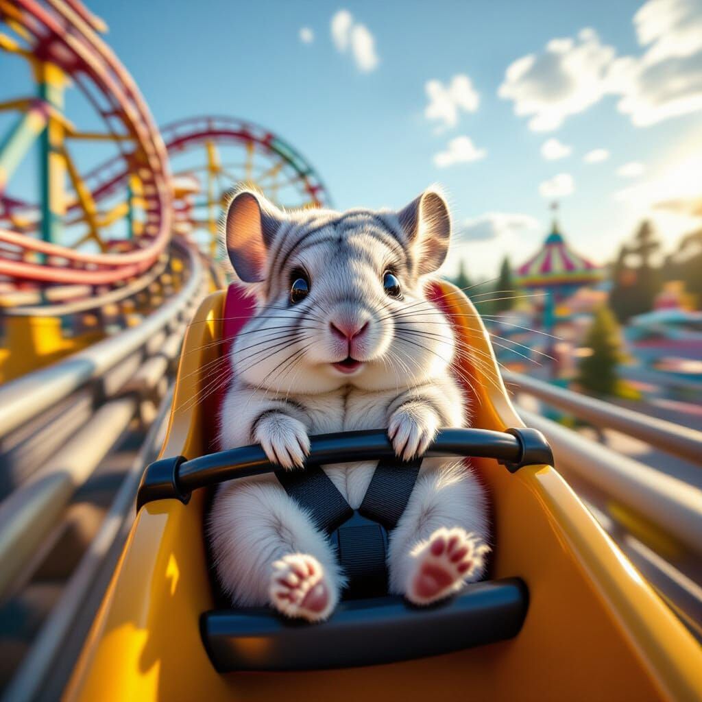 Adorable Chinchilla on Roller Coaster Ride
