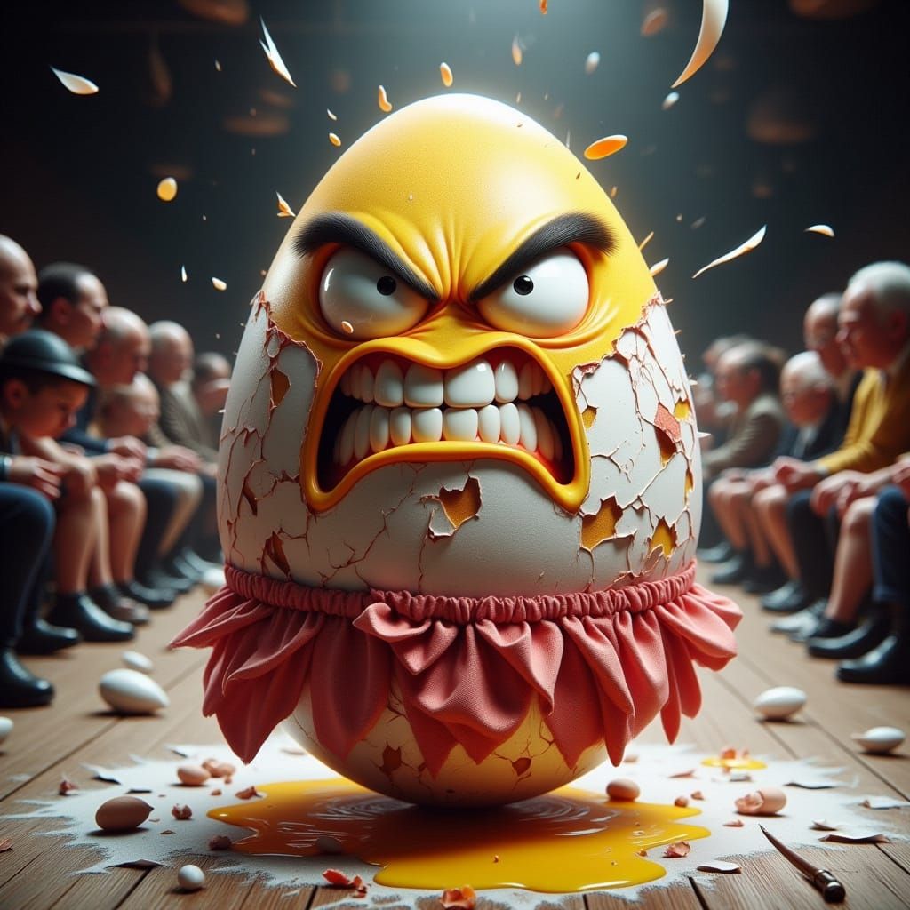 Surreal Fashion Egg Struts Down Catwalk