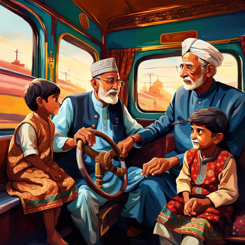 Pakistani Train Driver Grandpa Teaching Grandchildren