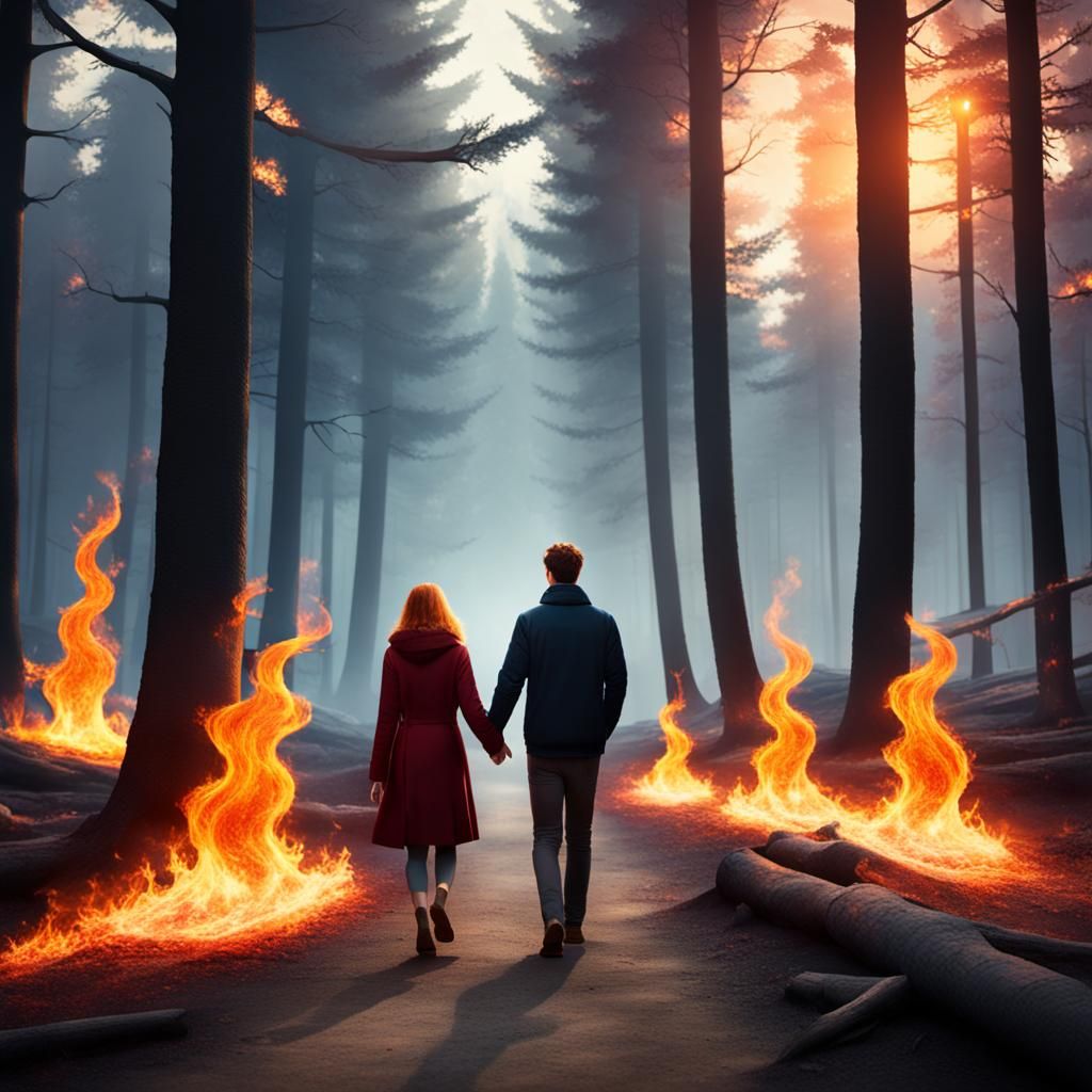 Couple Walks from Fire to Happiness
