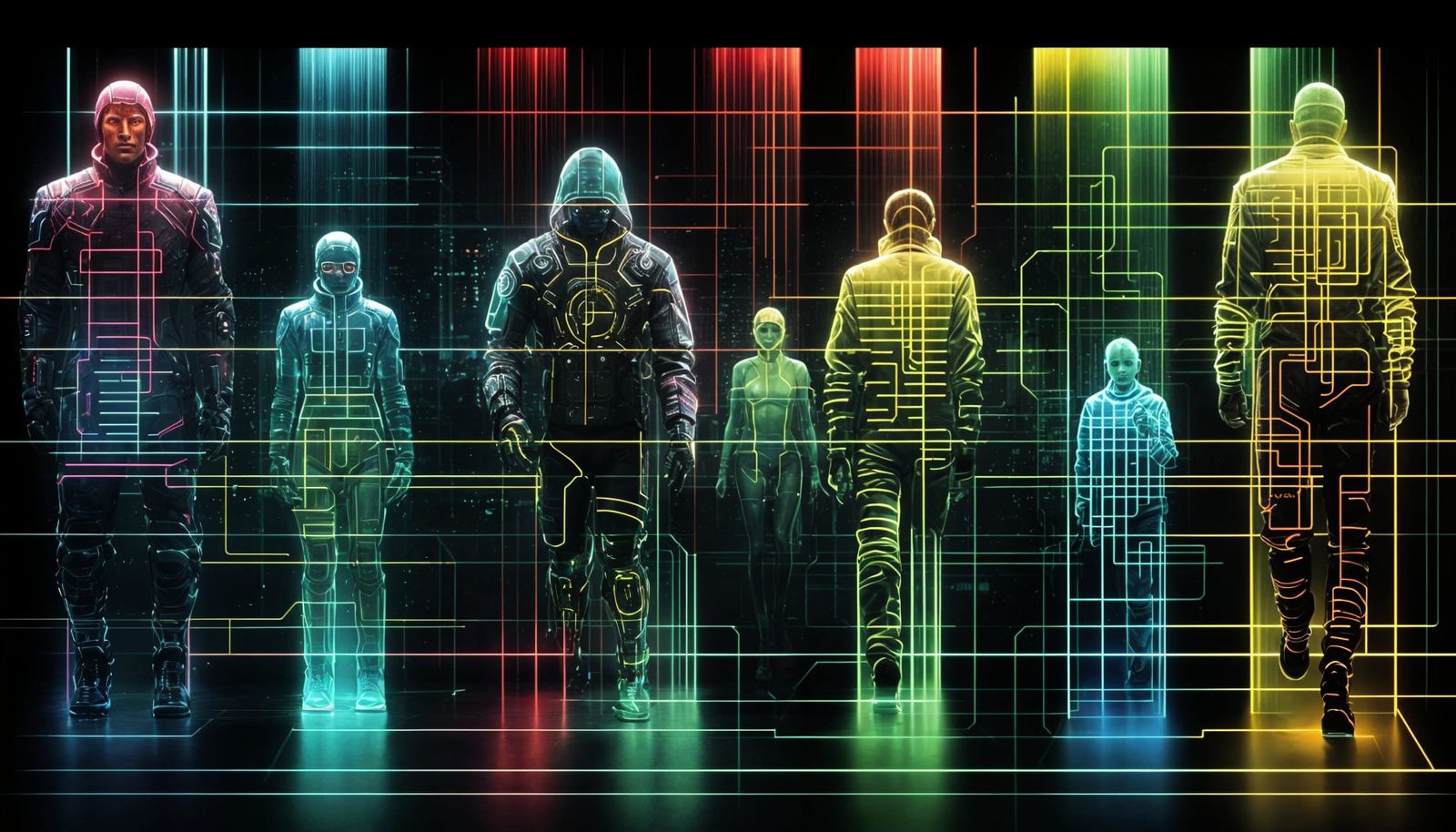 Netrunner Avatars in Neon Cyberpunk Netspace