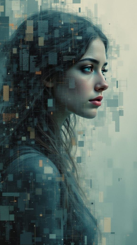 Digital Decay Meets Renaissance Masterpiece in Cyberpunk Por...