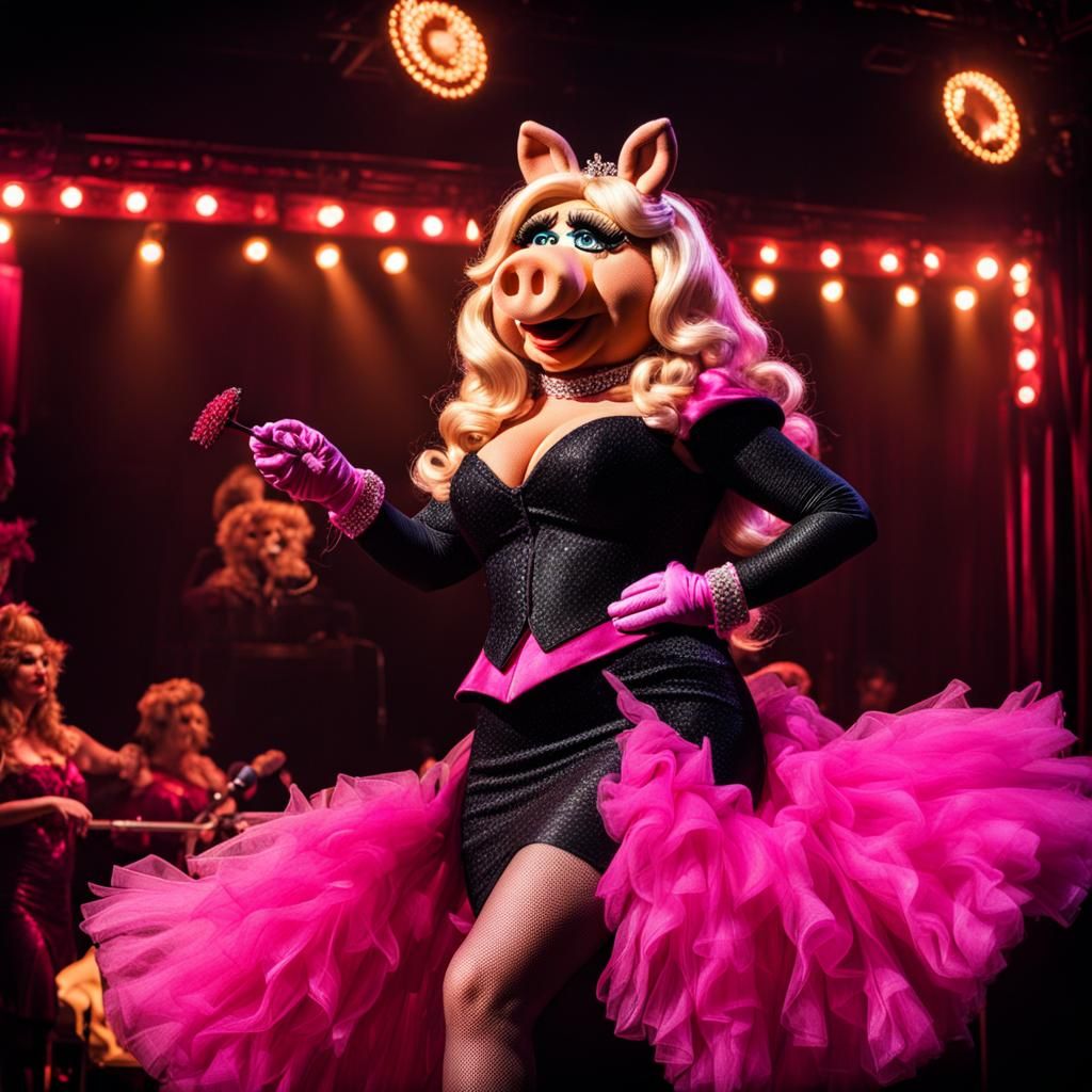 Hyperrealistic Miss Piggy Burlesque Portrait