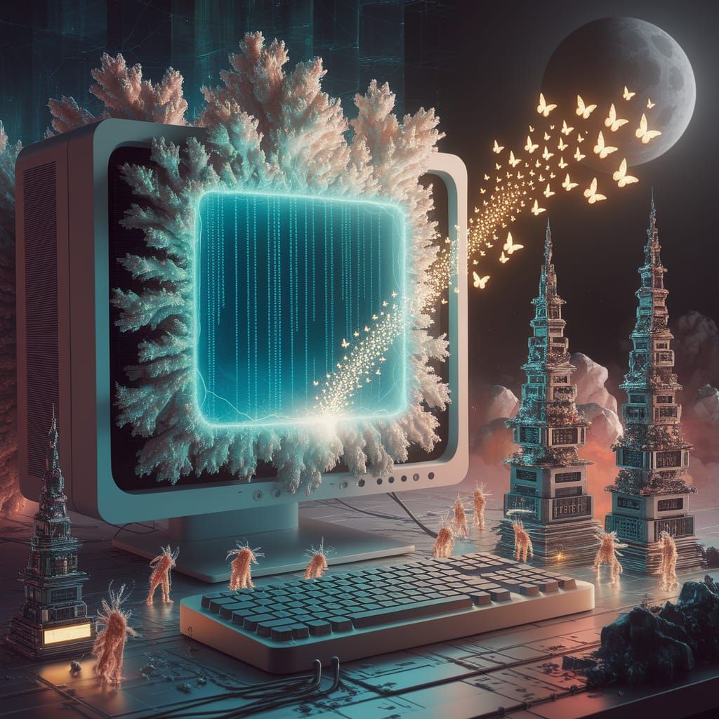 Computer Morphs to Cyan Portal in Fantasy Concept Art
