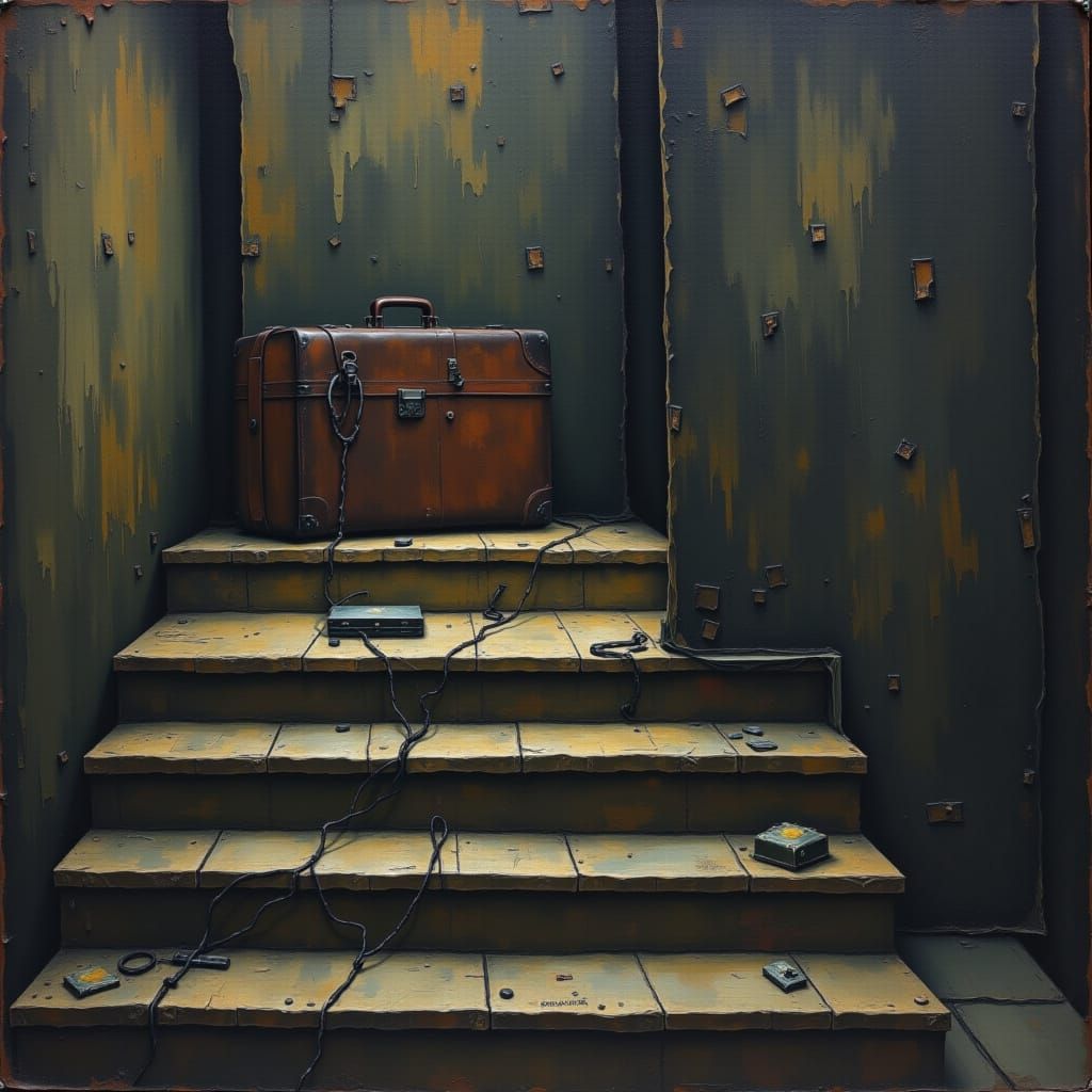 Mysterious Suitcase at the Bottom of a Stairwell