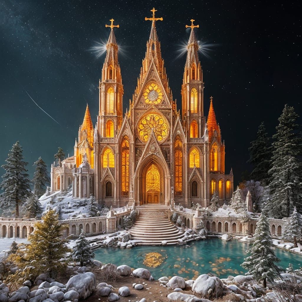 Surreal Himalayan Salt Cathedral with Temari Silk Astroarchi...