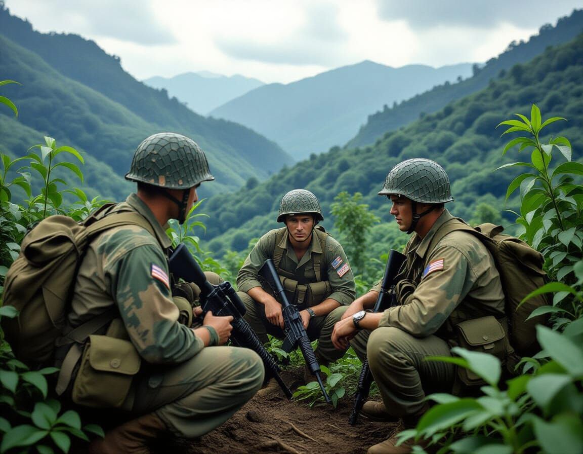 US Soldiers at Firebase Ripcord, Vietnam, 1970