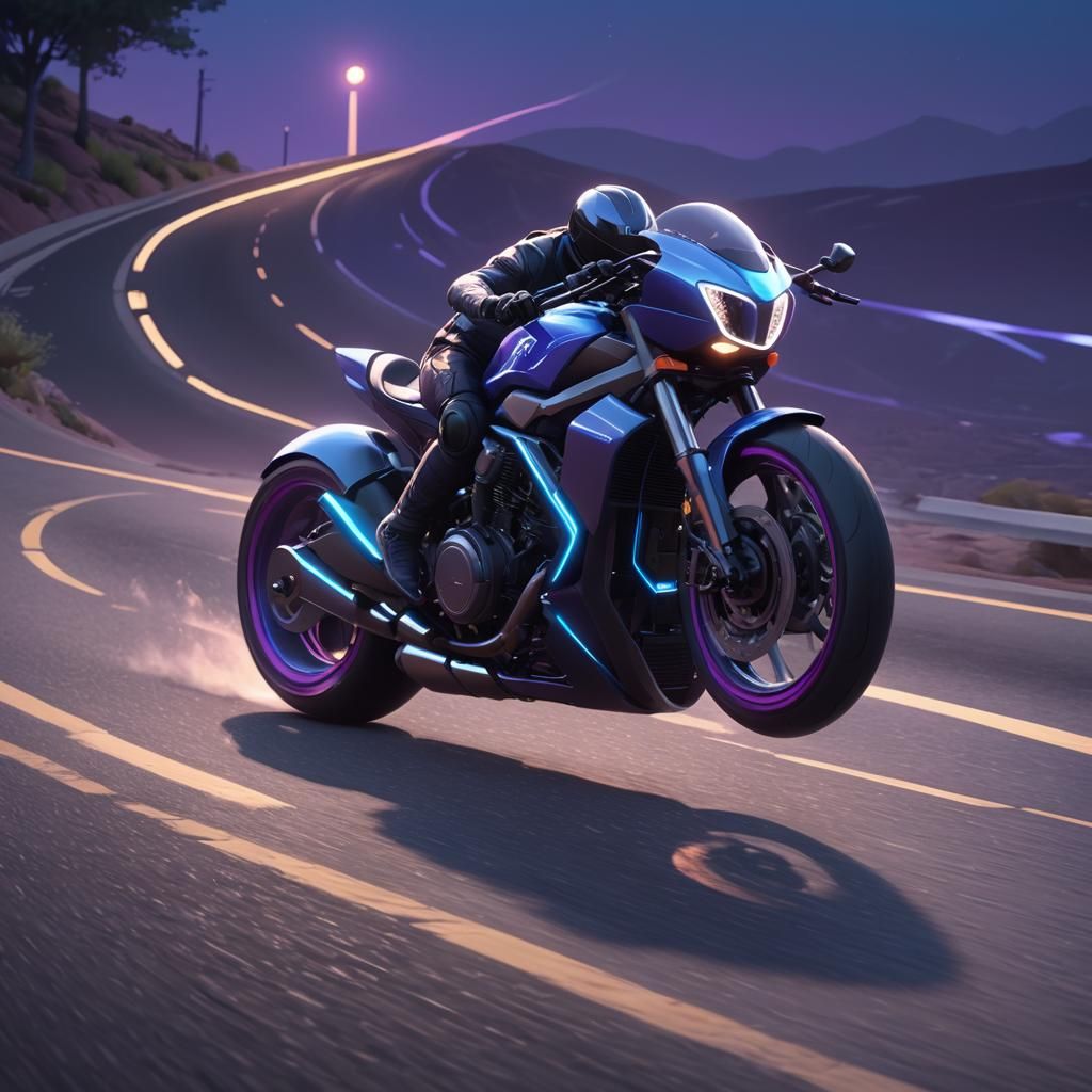 Sleek Bike Speeds Through Luminescence: Pixar-Style Concept ...