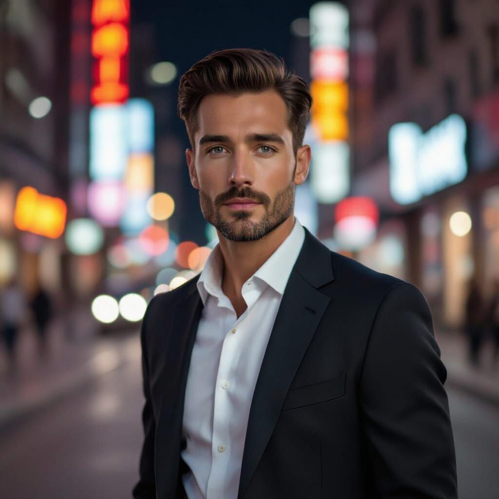 Rudolf - Modern Man in Vibrant City at Night