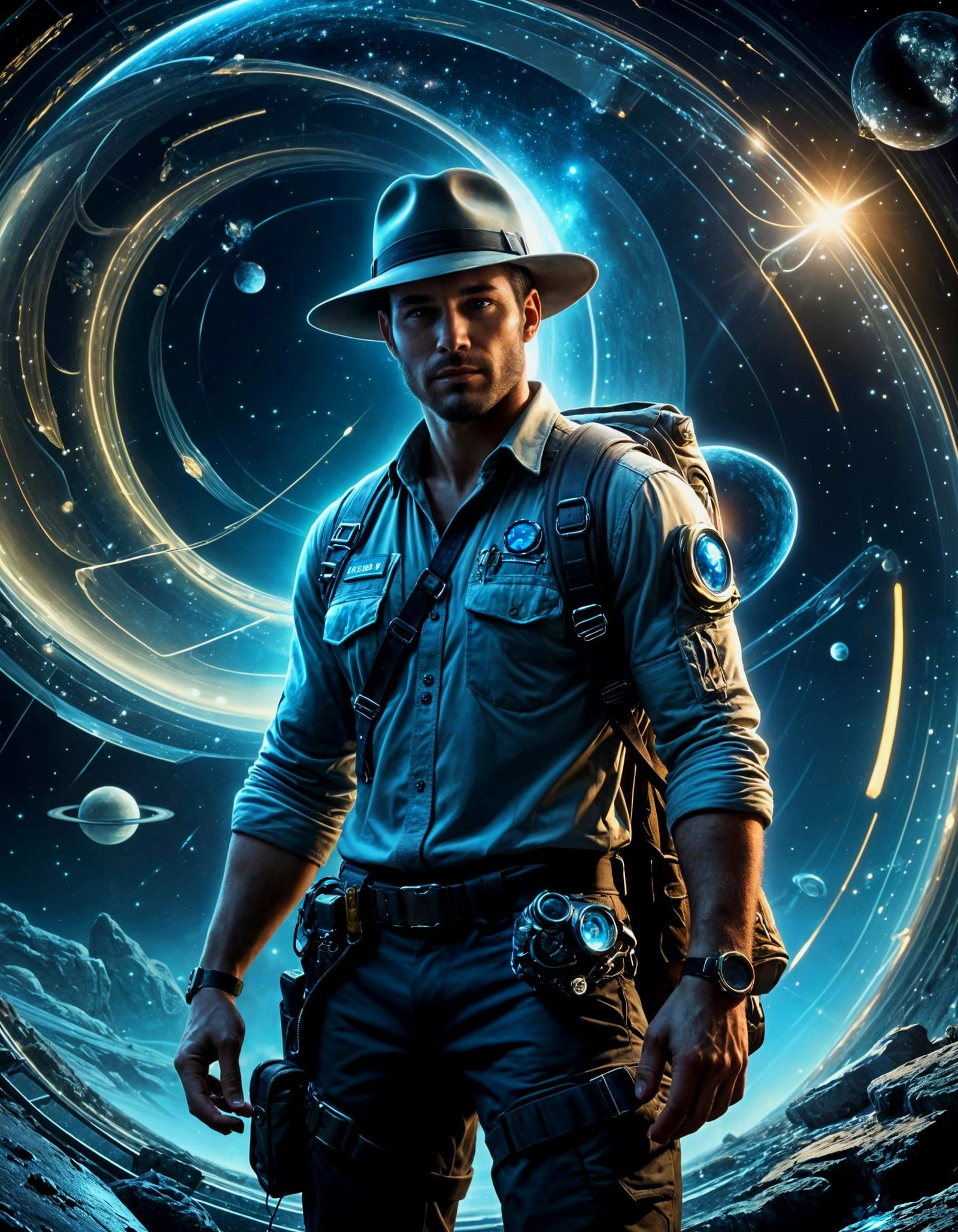 Futuristic Space Explorer Investigates Saturn's Crystal Ring...